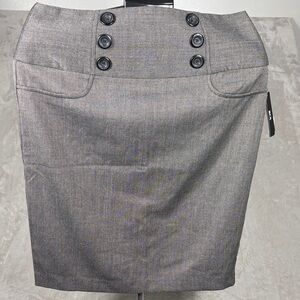BCX Gray Button-Accent  Skirt